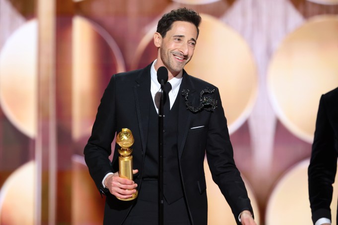 Adrien Brody winsBest Performance by a Male Actor in a Motion Picture – Drama for "The Brutalist" during the 82nd Annual Golden Globes held at The Beverly Hilton on January 05, 2025 in Beverly Hills, California.