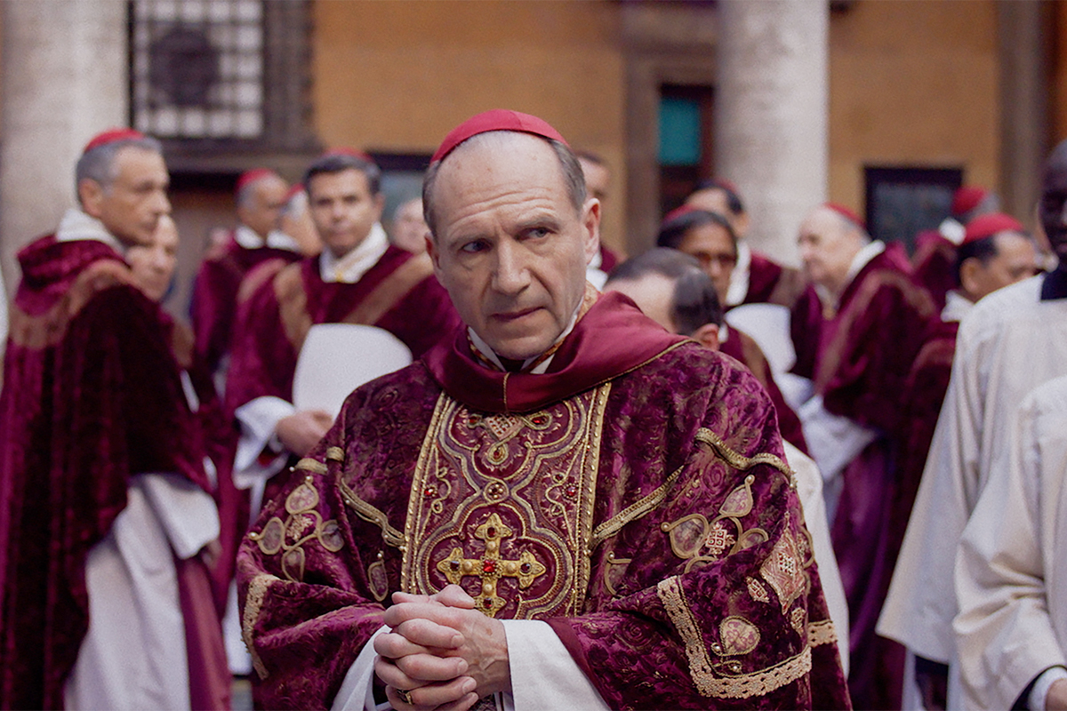 Ralph Fiennes stars as Cardinal Lawrence in director Edward Berger's CONCLAVE, a Focus Features release. Credit: Courtesy of Focus Features. © 2024 All Rights Reserved.