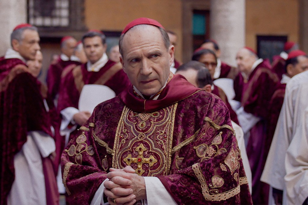 Ralph Fiennes stars as Cardinal Lawrence in director Edward Berger's CONCLAVE, a Focus Features release. Credit: Courtesy of Focus Features. © 2024 All Rights Reserved.