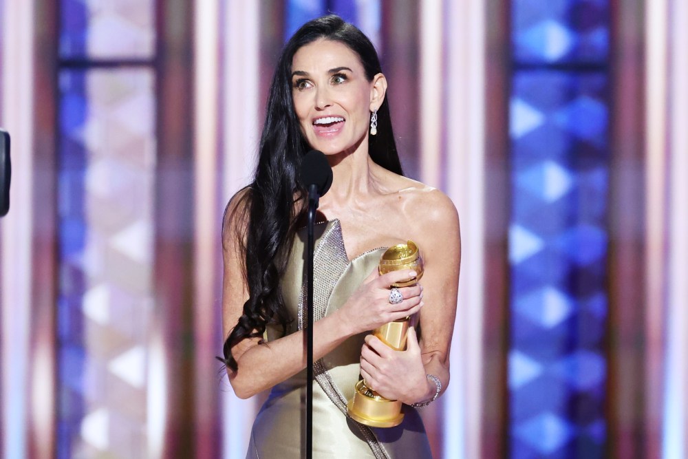 Demi Moore wins Best Performance by a Female Actor in a Motion Picture – Musical or Comedy during the 82nd Annual Golden Globes held at The Beverly Hilton on January 05, 2025 in Beverly Hills, California.