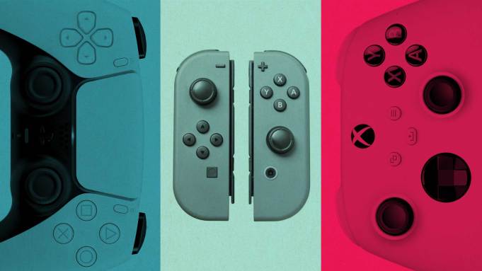 Playstation, Xbox, and Switch controllers