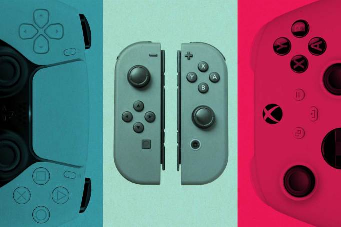 Playstation, Xbox, and Switch controllers